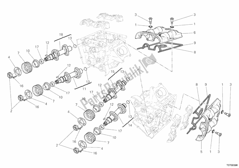 Alle onderdelen voor de Nokkenas van de Ducati Diavel Carbon USA 1200 2012